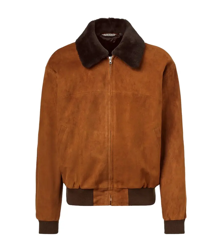 Auralee hearling-trimmed suede blouson jacket