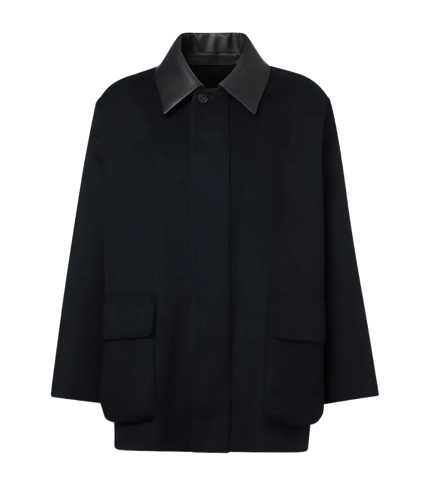 Auralee Leather-trimmed cashmere blouson jacket