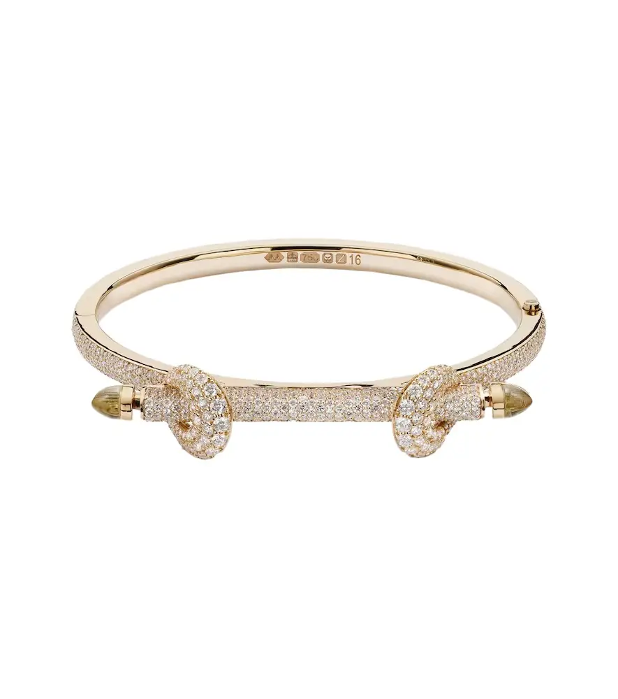 Ananya Chakra Icon 18kt gold bracelet with diamonds and quartz