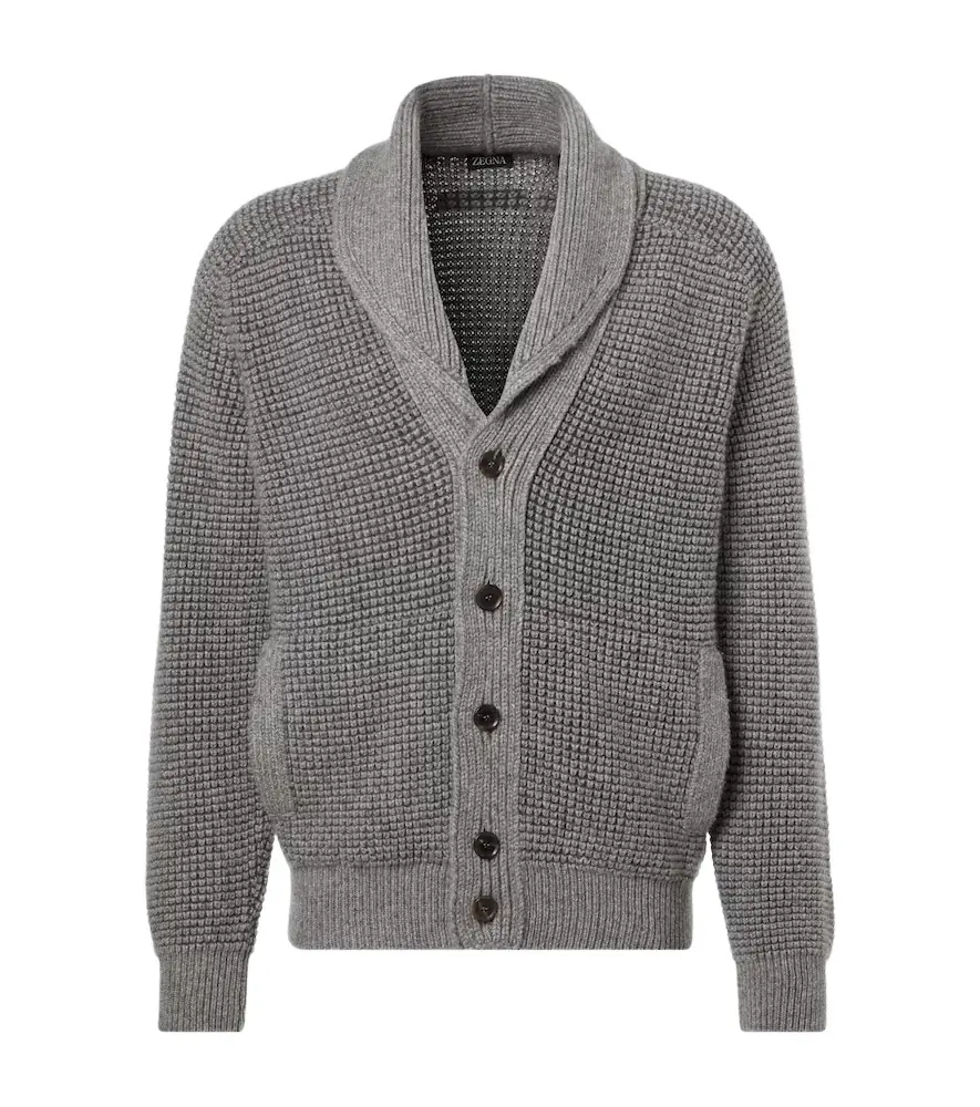 Zegna Waffle-knit cashmere and mohair cardigan