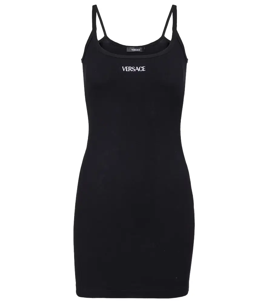 Versace Logo cotton-blend minidress