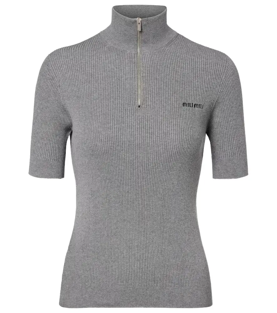 Miu Miu Cotton half-zip sweater