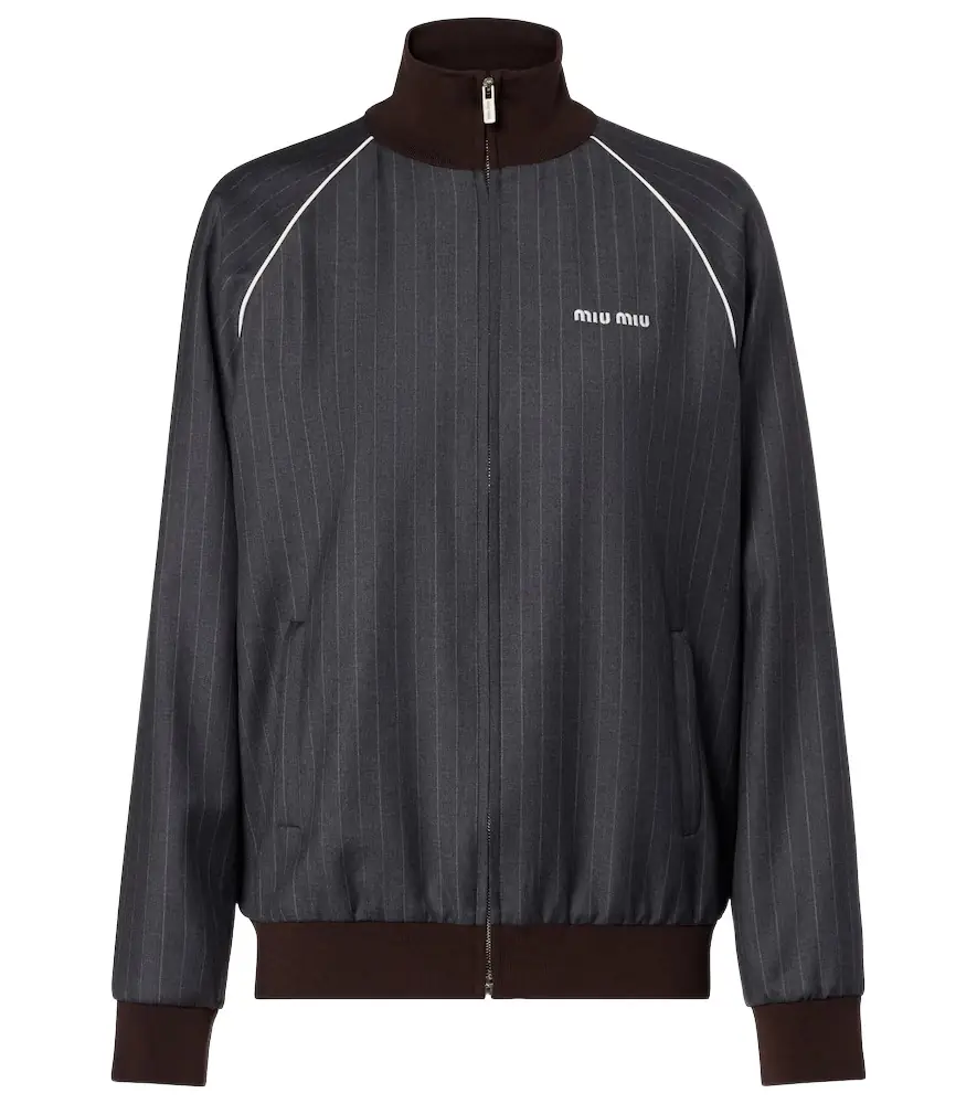 Miu Miu Pinstripe virgin wool blouson
