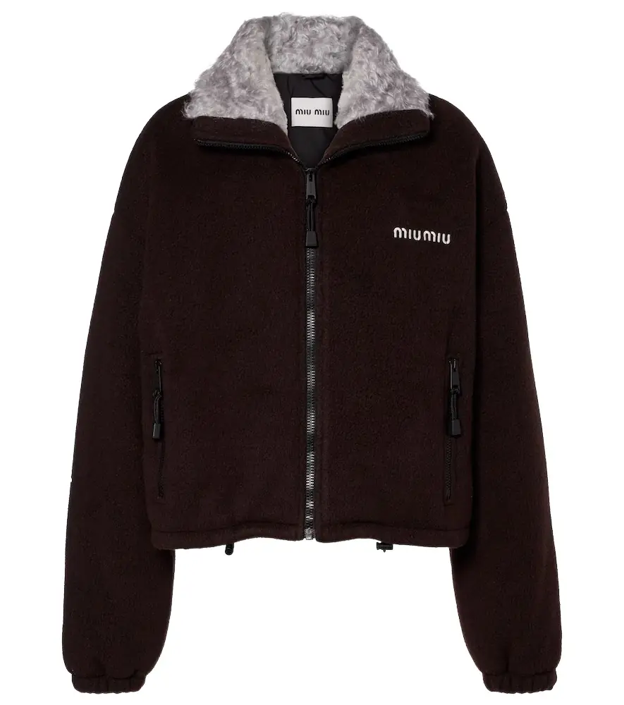 Miu Miu Logo gabardine bomber jacket