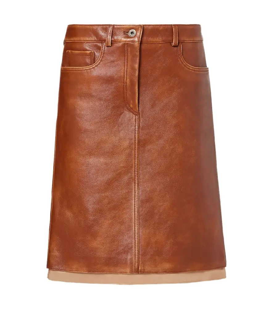 Miu Miu Leather midi skirt