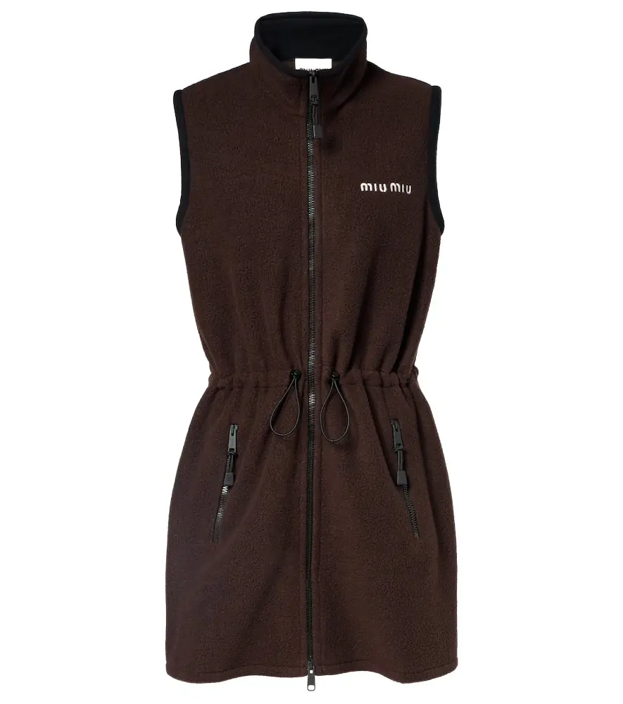 Miu Miu Logo fleece minidress