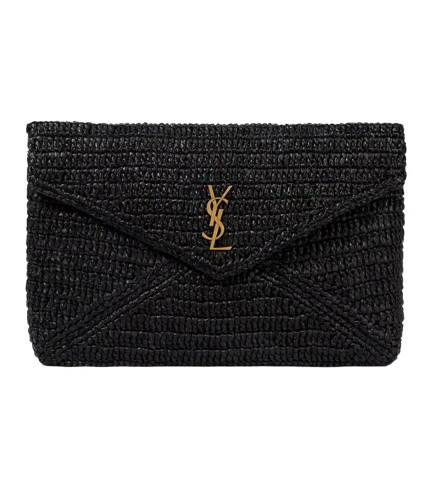 Saint Laurent Cassandre Large raffia pouch
