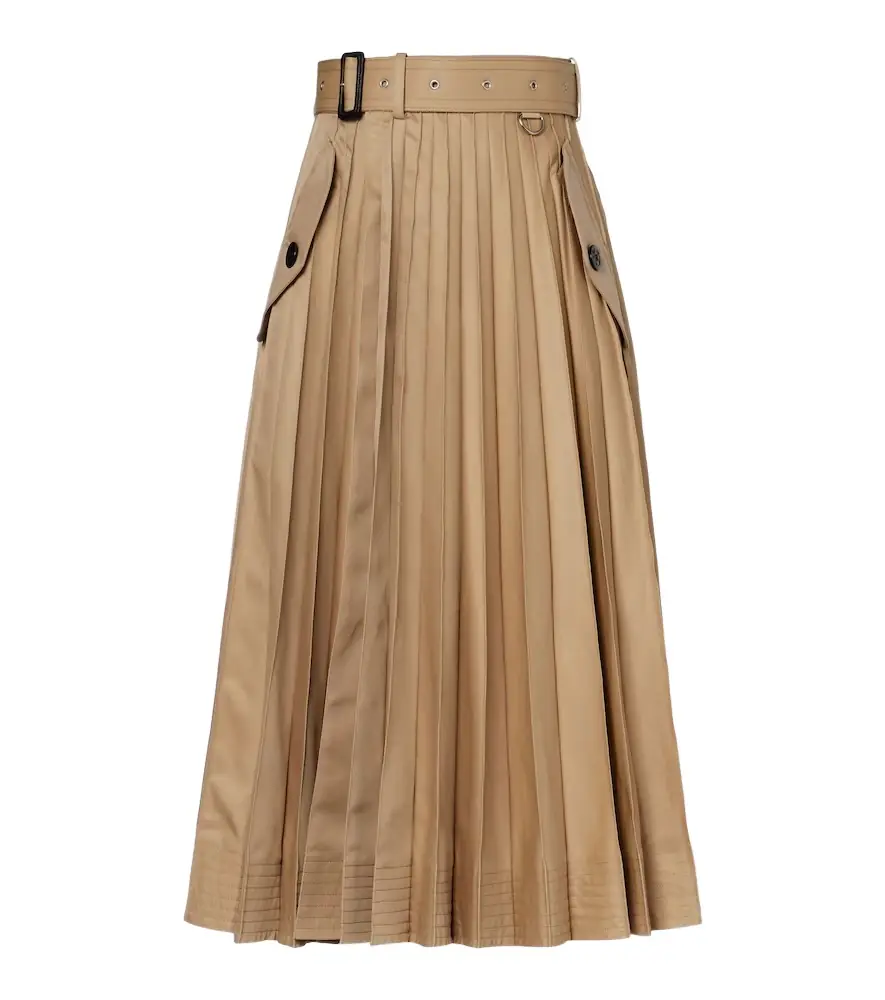 Sacai Cotton-blend gabardine midi skirt