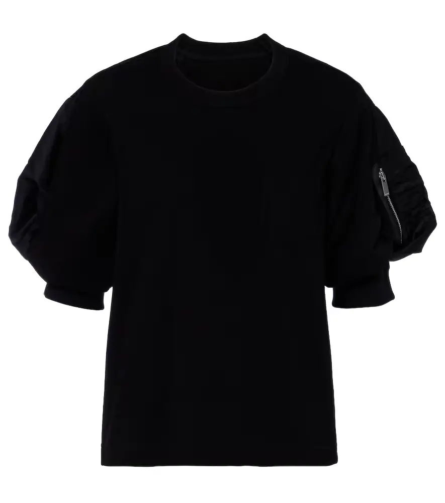 Sacai Cotton twill and jersey T-shirt