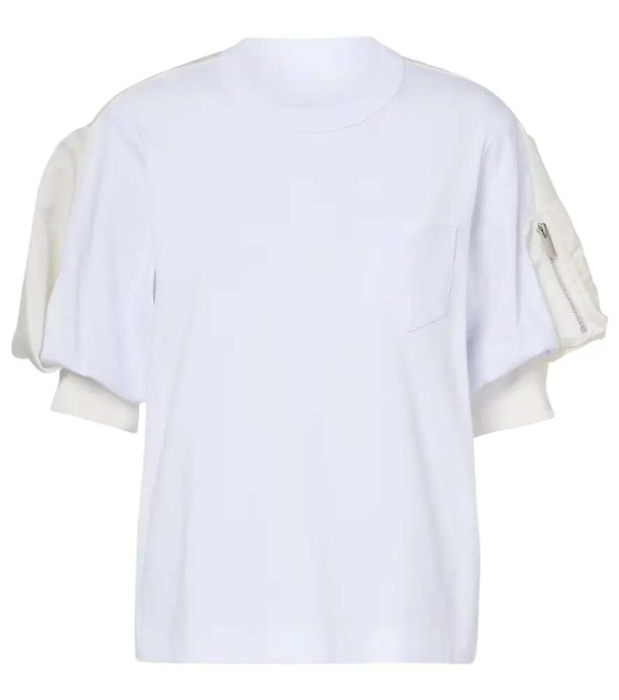 Sacai Cotton jersey and twill T-shirt