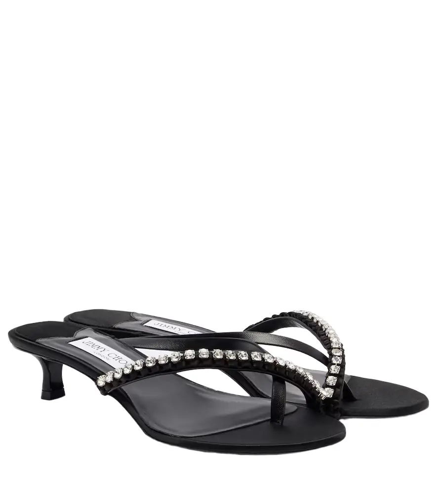 Jimmy Choo Dila 35 leather and satin thong sandals - Women's Shoes
