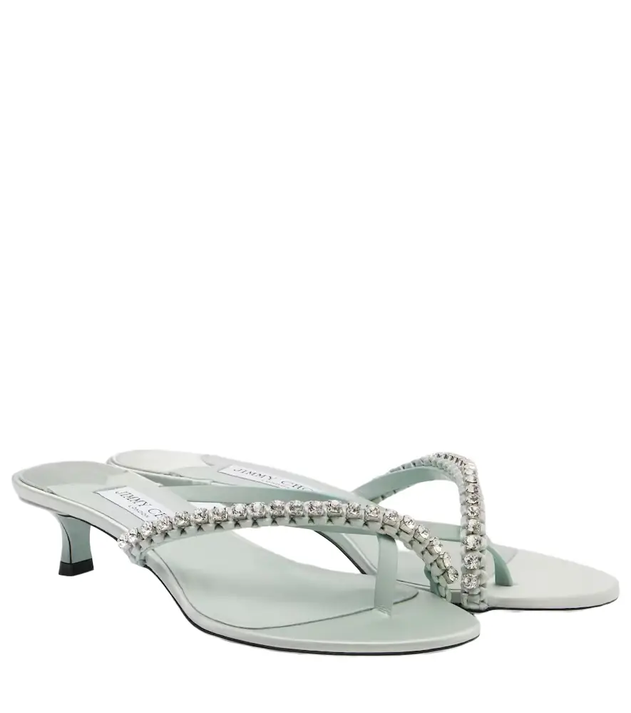 Jimmy Choo Dila 35 leather and satin thong sandals - Women's Shoes