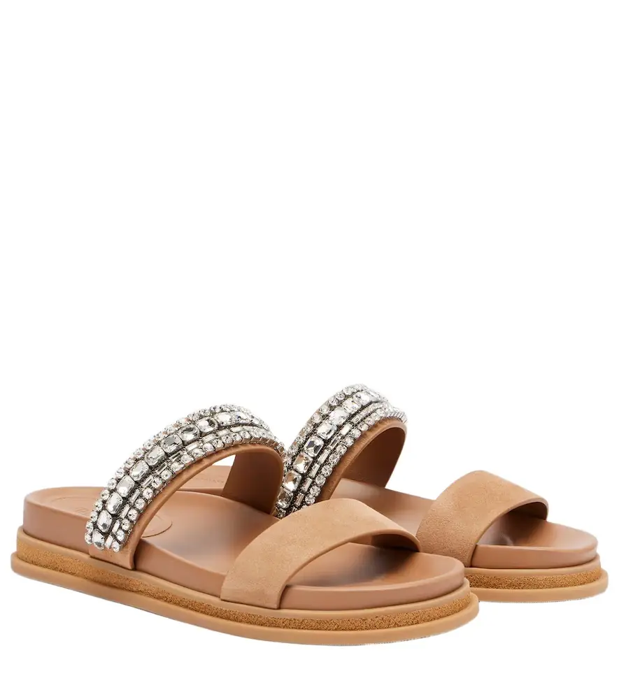 Jimmy Choo Jadi crystal-embellished suede slides - Women's Shoes