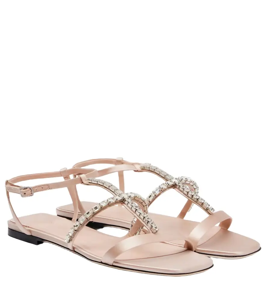Jimmy Choo Gwyn embellished satin and leather sandals - Women's Shoes