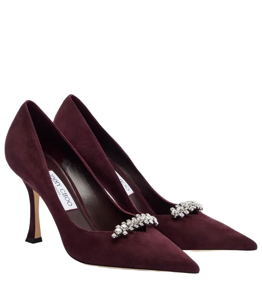 Jimmy Choo Belinda 90 crystal-embellished suede pumps - Women's Shoes