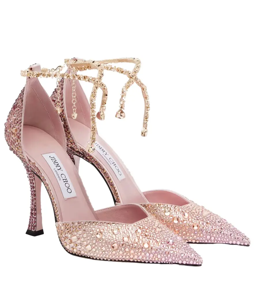 Jimmy Choo Stevie 100 crystal-embellished satin pumps - Women's Shoes
