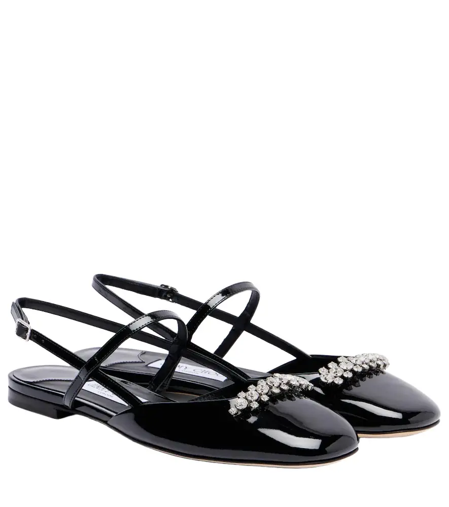 Jimmy Choo Belinda embellished patent leather flats - Women's Shoes