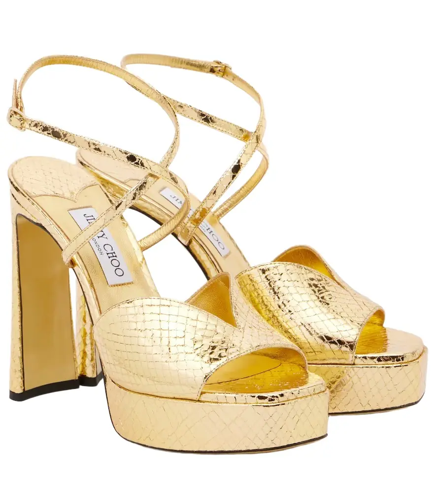 Jimmy Choo Karli 125 metallic leather platform sandals - Women's Shoes