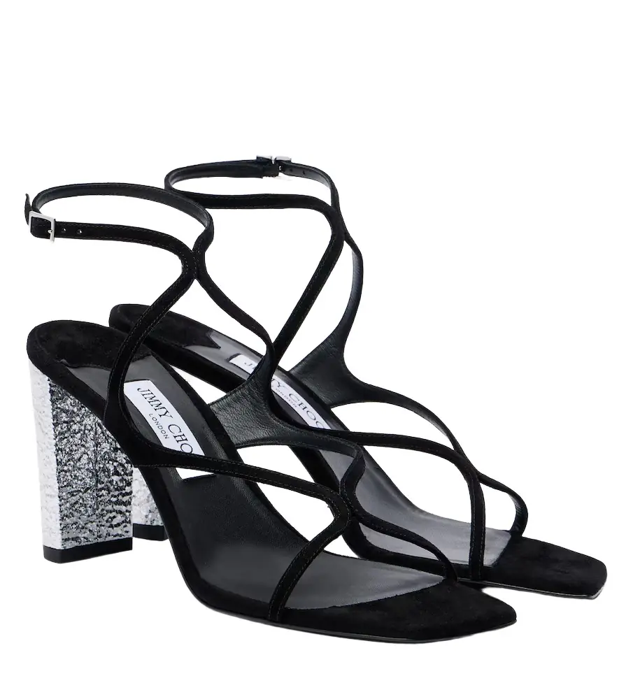 Jimmy Choo Azie 85 embellished suede sandals - Women's Shoes
