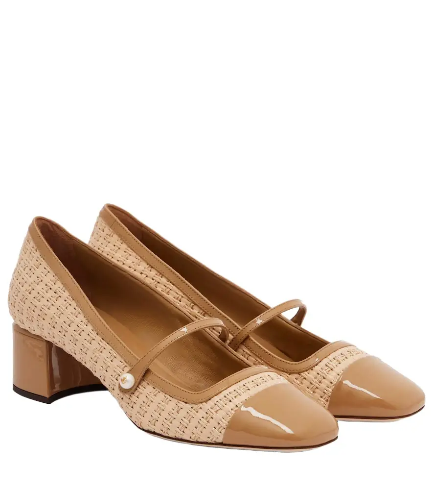 Jimmy Choo Elisa 45 raffia-effect Mary Jane pumps - Women's Shoes