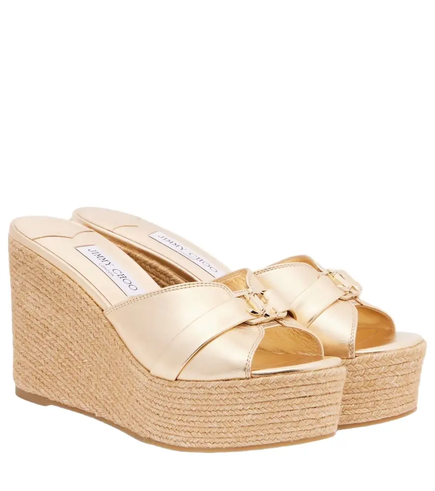 Jimmy Choo Leda 100 leather platform wedge sandals - Women's Shoes