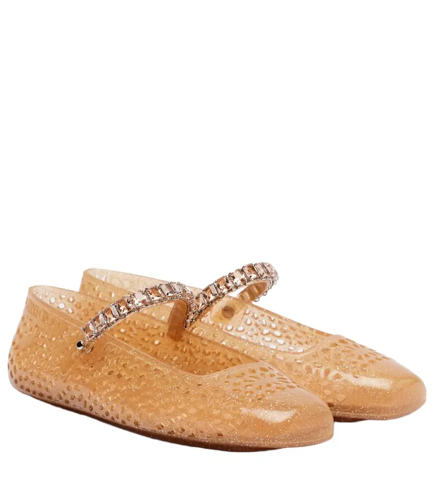 Jimmy Choo Jelly crystal-embellished ballet flats