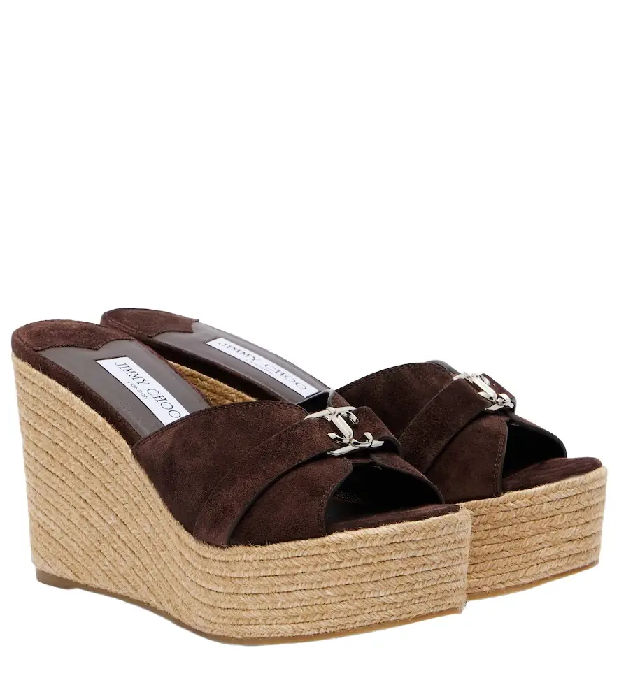 Jimmy Choo Leda 100 suede espadrille wedges - Women's Shoes