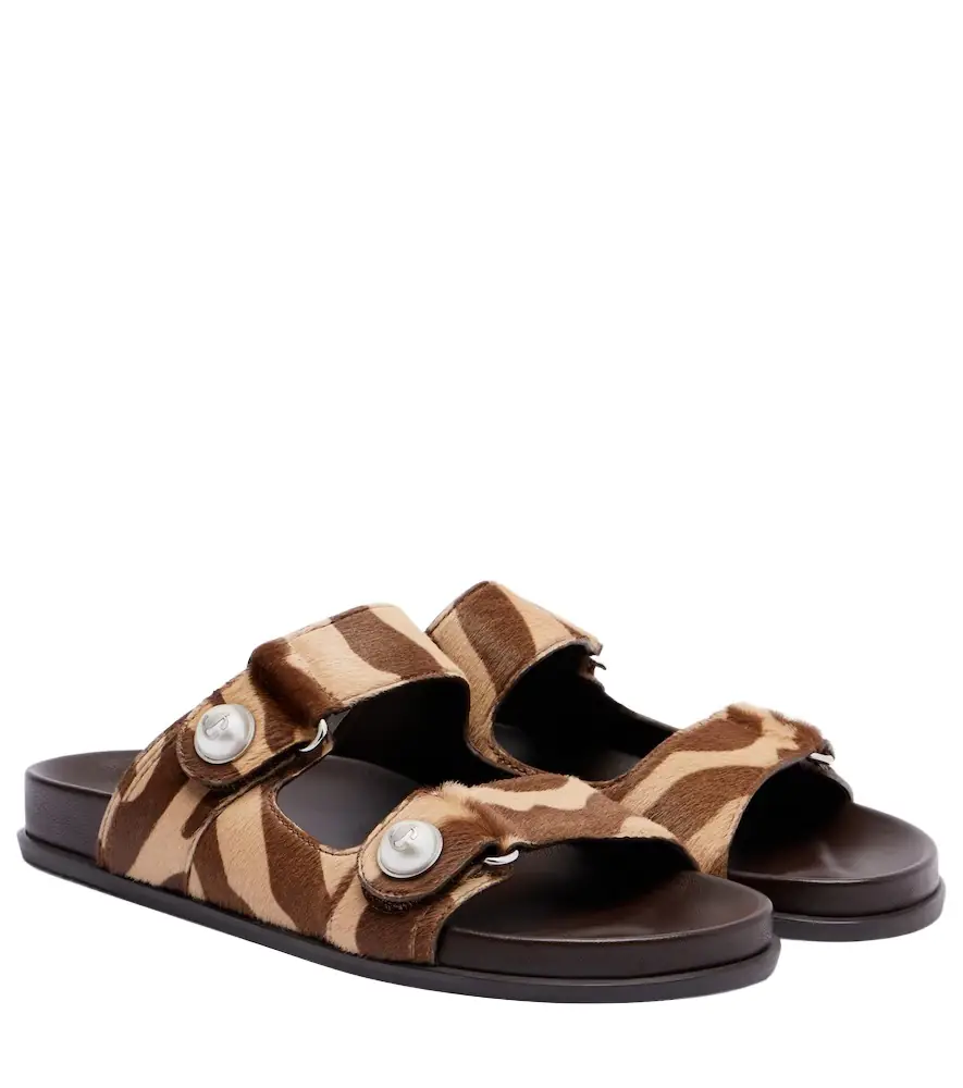 Jimmy Choo Fayence zebra-print shearling slides - Women's Shoes