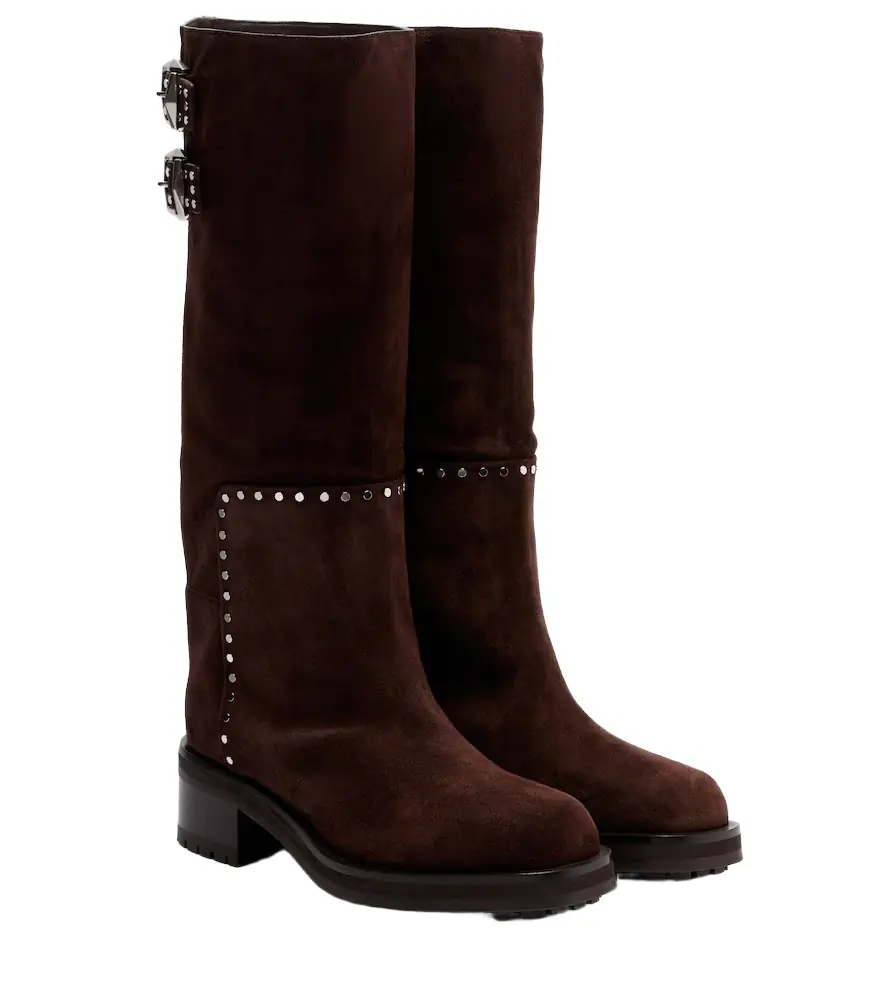 Jimmy Choo Brooklyn 50 studded suede knee-high boots
