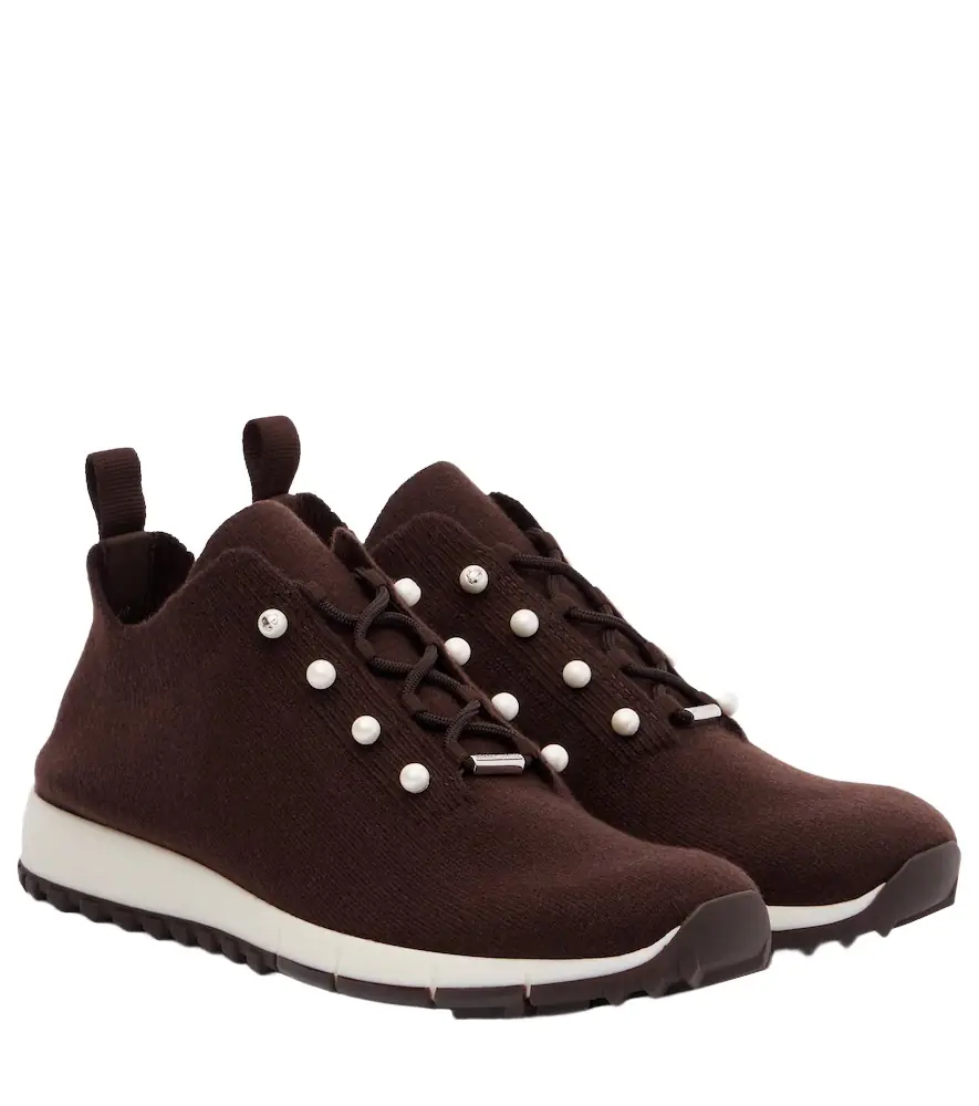 Jimmy Choo Veles embellished cashmere sneakers - Women's Shoes