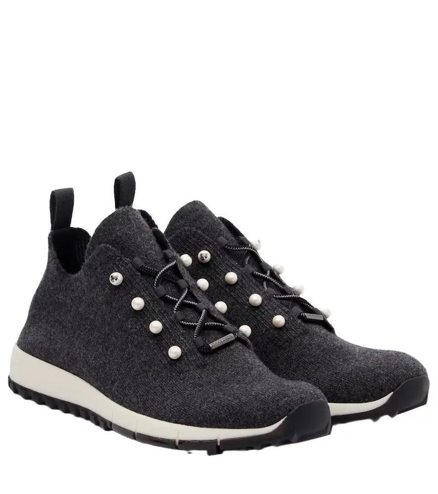 Jimmy Choo Veles embellished cashmere sneakers - Women's Shoes