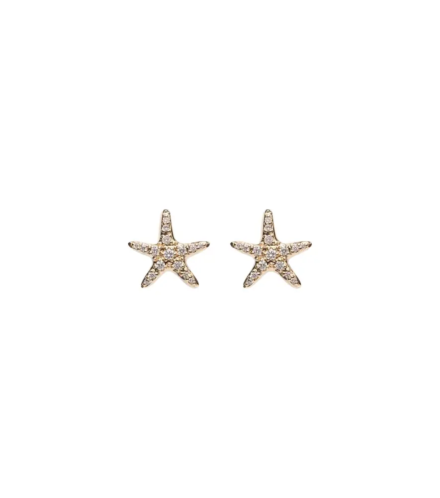 Sydney Evan Starfish 14kt gold earrings with diamonds