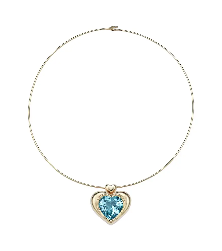 Roxanne First Cupid's Big Heart 14kt gold pendant necklace with topaz