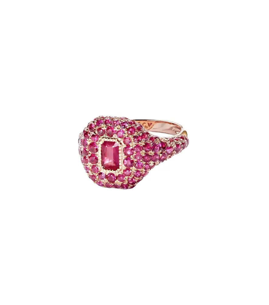 Shay Jewelry 18kt rose gold pinky ring with rubies