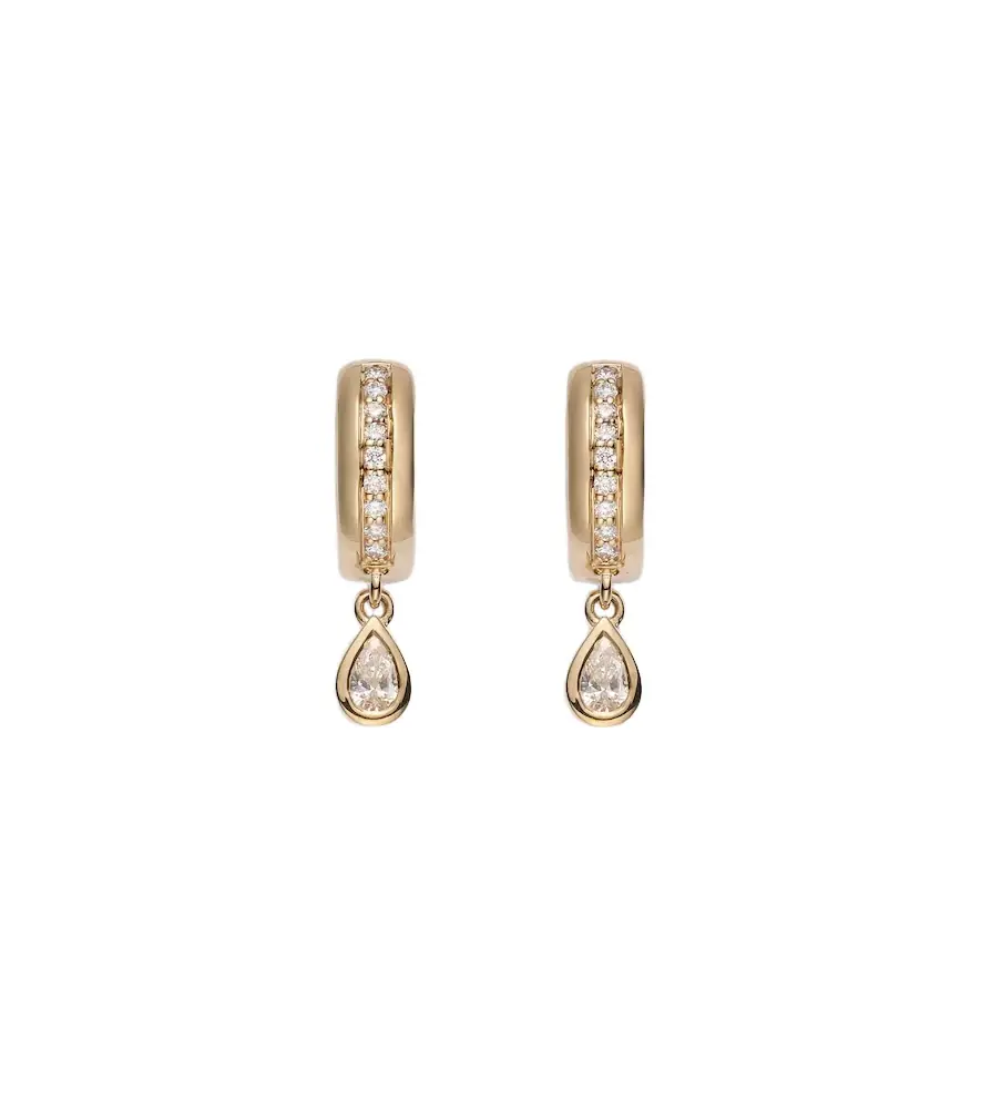 Roxanne First 14kt gold hoop earrings with diamonds