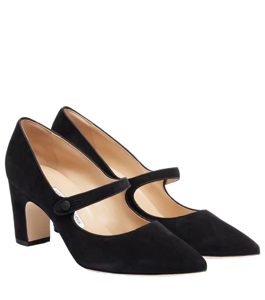 Manolo Blahnik Campariba suede Mary Jane pumps