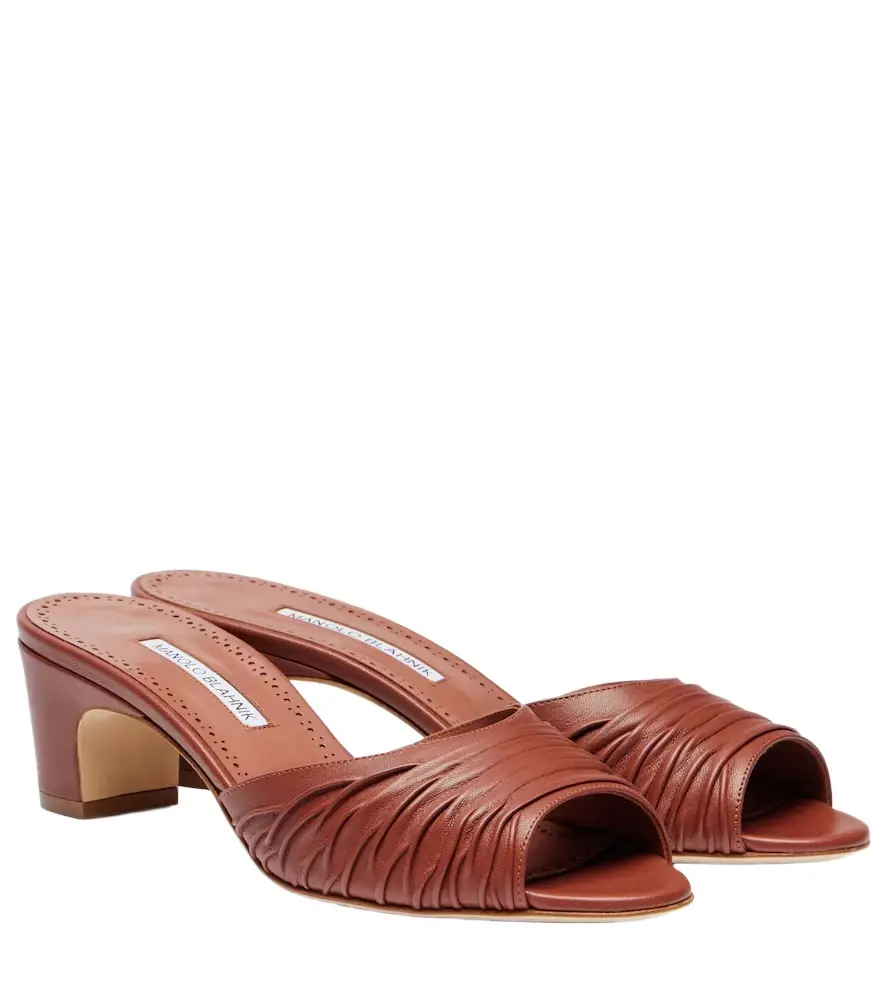 Manolo Blahnik Piruabar gathered leather mules
