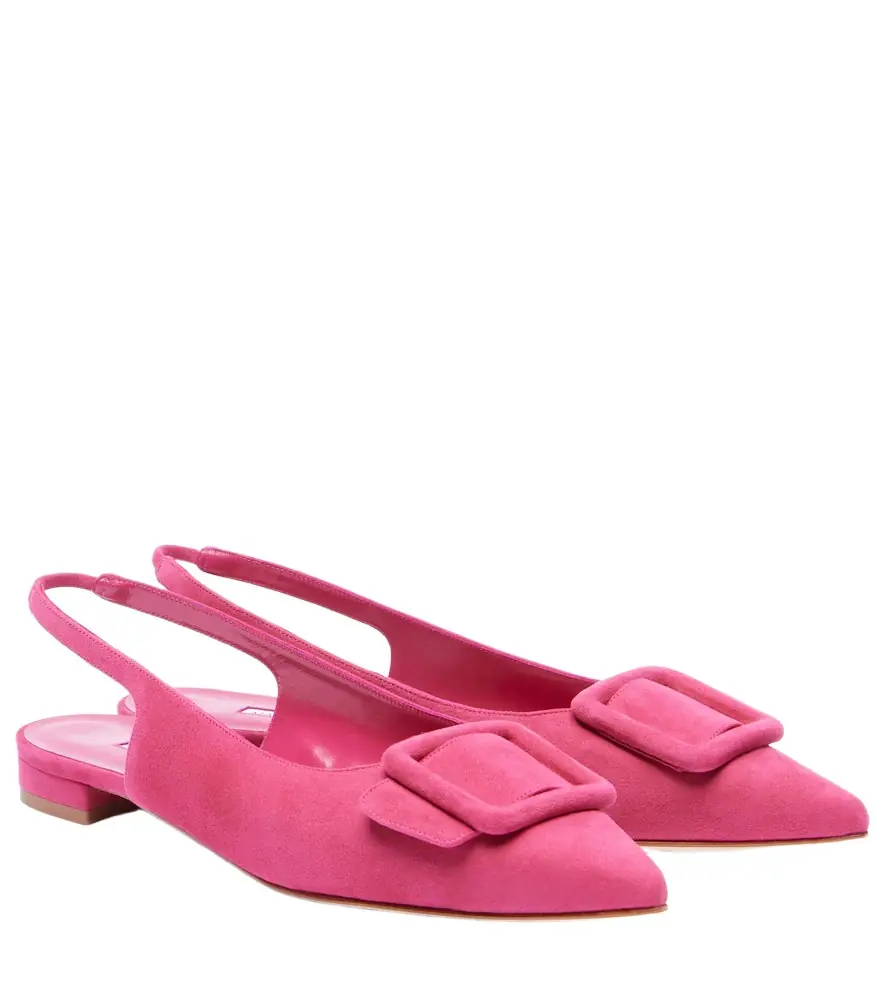 Manolo Blahnik Maylura suede slingback flats