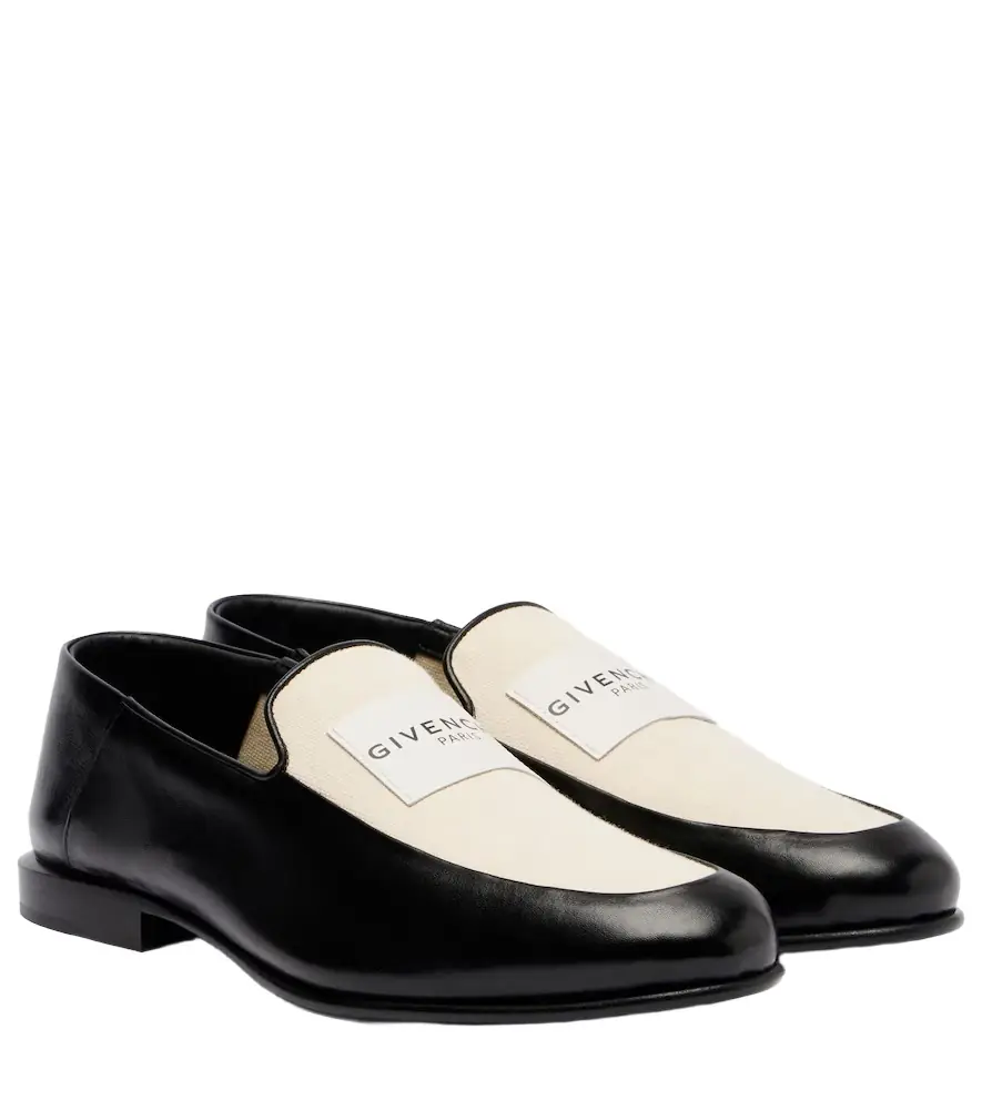 Givenchy Label leather and canvas loafers