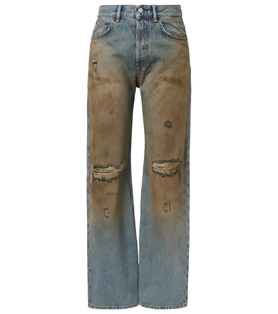 Acne Studios 2021F distressed mid-rise wide-leg jeans
