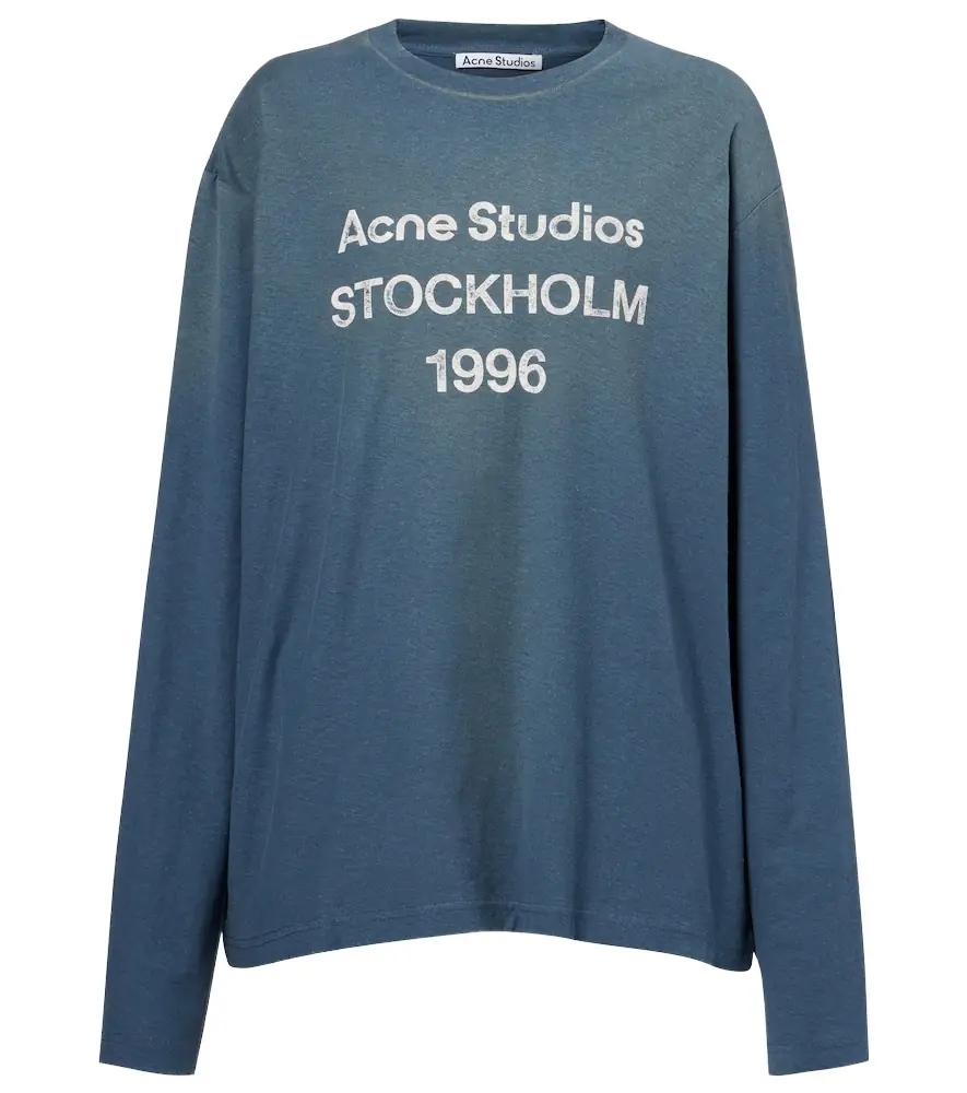 Acne Studios Logo distressed cotton-blend jersey T-shirt