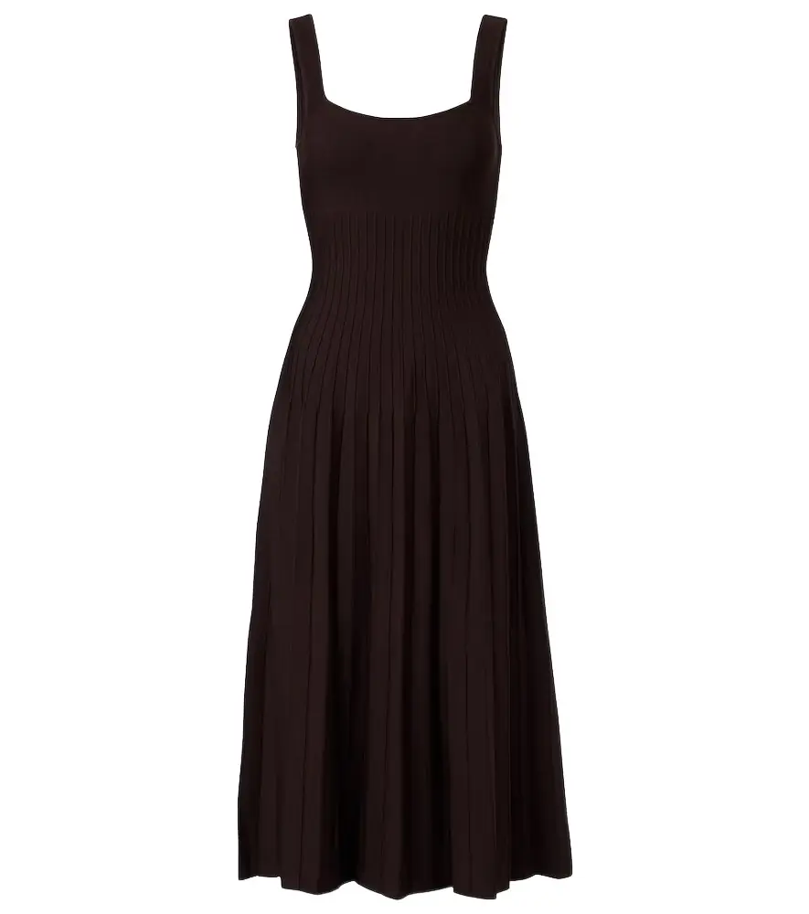 Staud Ellison pleated knitted midi dress