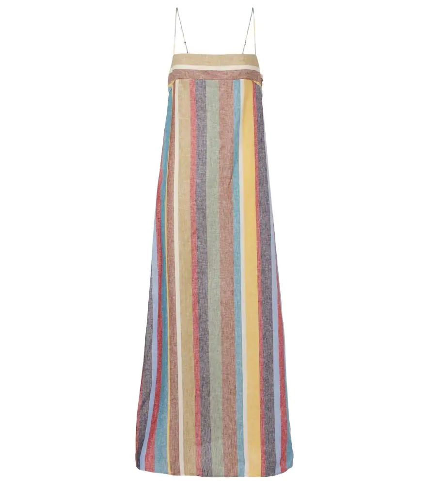 Staud Laura striped linen maxi dress