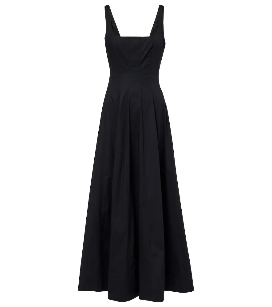 Staud Wells pleated cotton midi dress