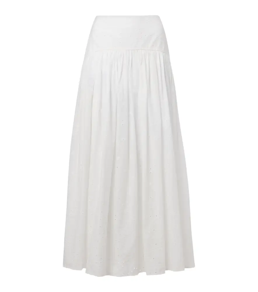 Staud Procida pleated cotton maxi skirt