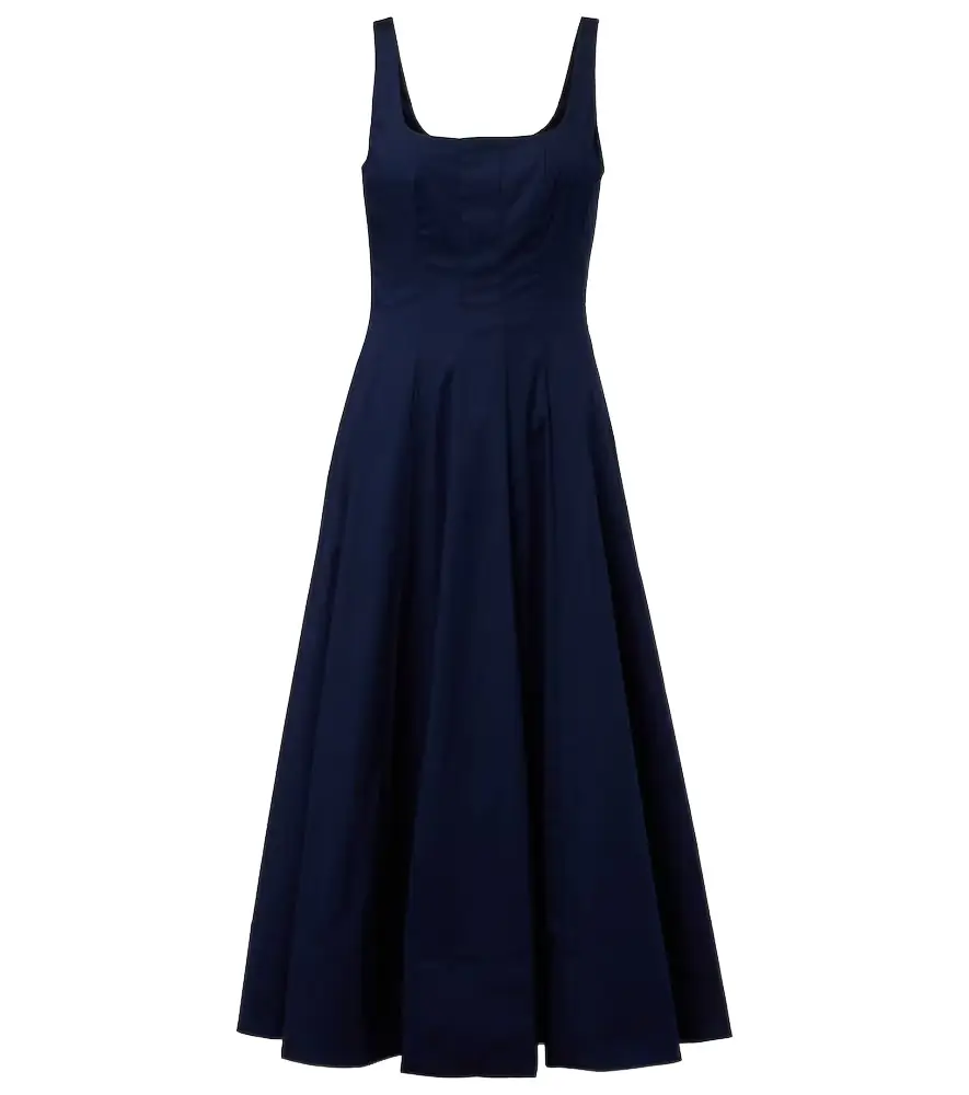 Staud Wells pleated cotton midi dress