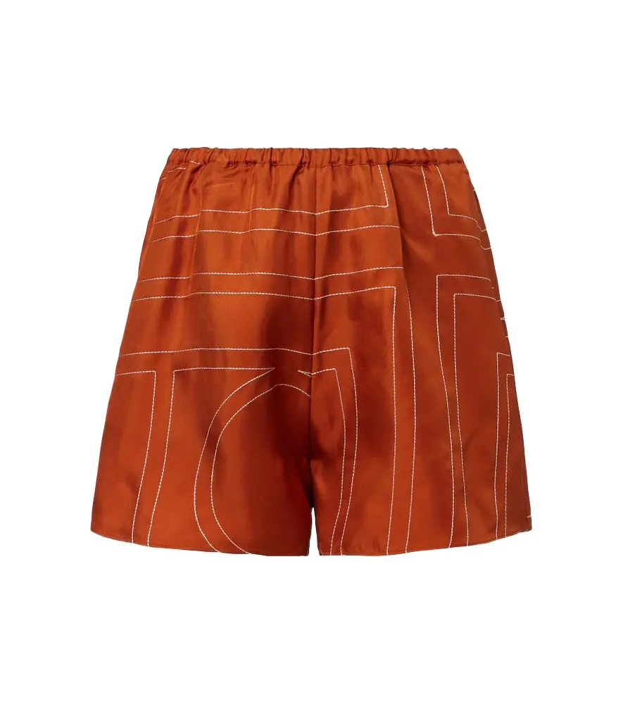 Toteme Monogram silk twill pajama shorts