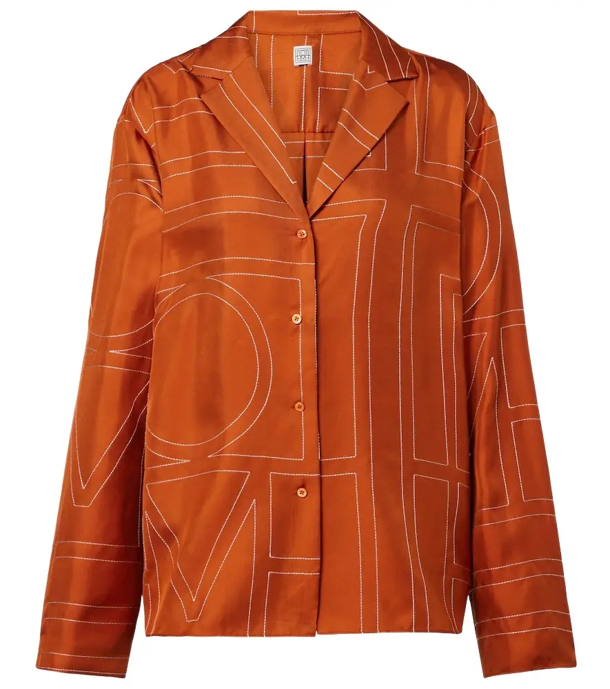 Toteme Monogram silk twill pajama shirt