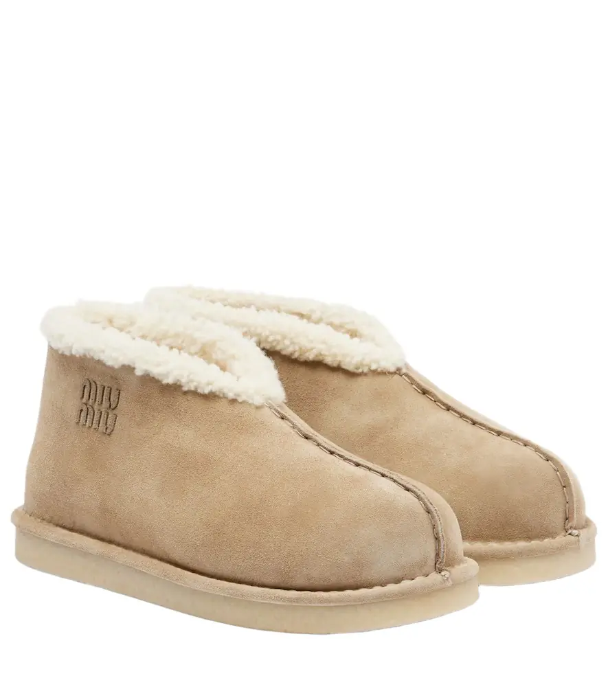 Miu Miu Shearling-lined suede ankle boots