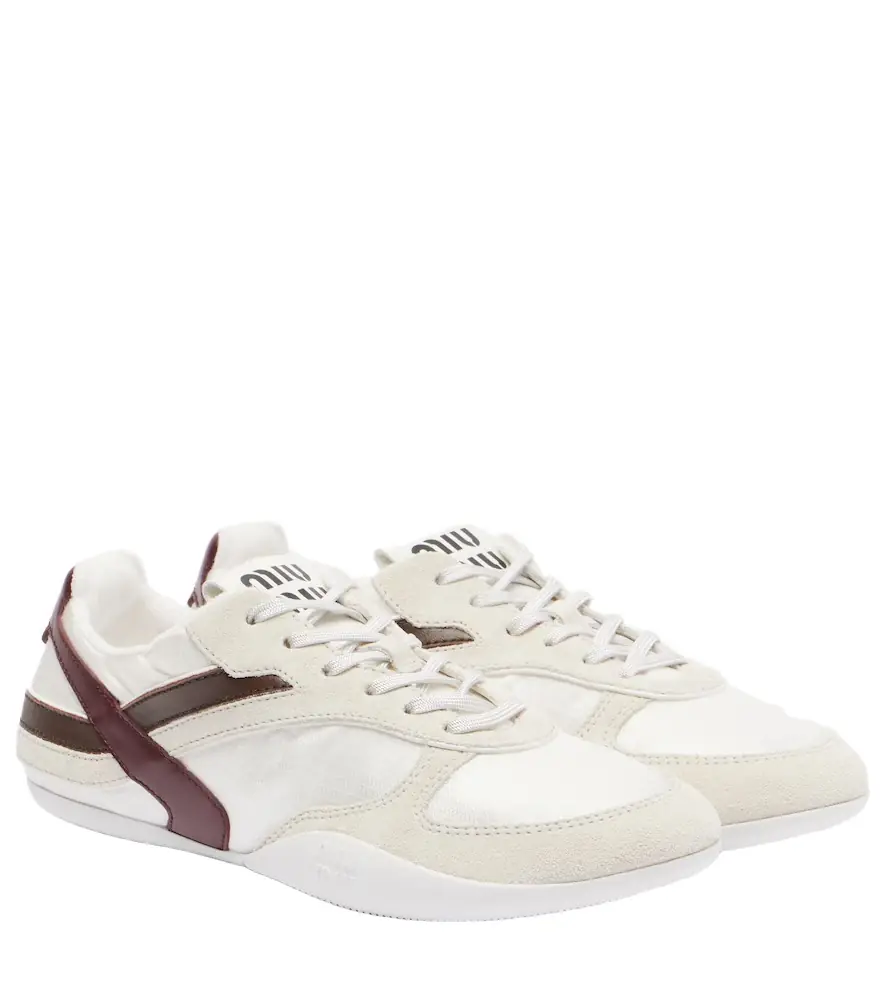 Miu Miu Gymnasium suede-trimmed sneakers
